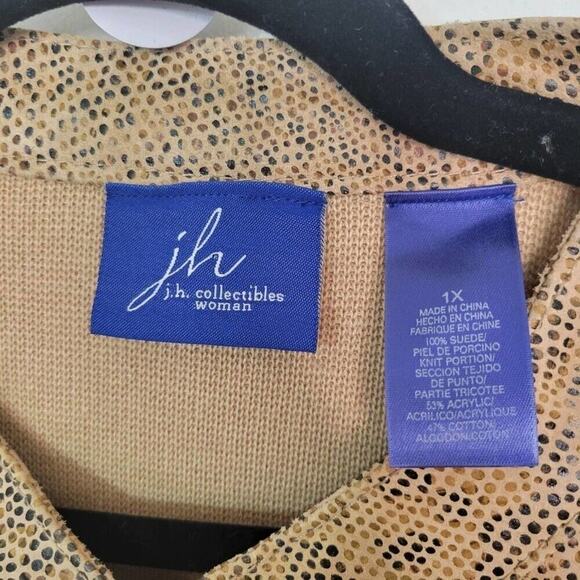 JH Collectibles Womens Tan Faux Snakeskin Animal Print Shacket Plus Size 1X - Picture 3 of 9
